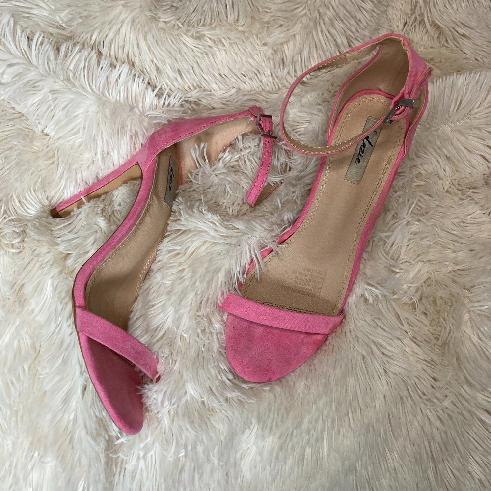 Pink Suede Strappy Heels